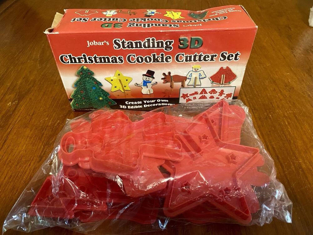 Vintage NEW Christmas Cookie Cutters 3D Jobars Set New In Box SEALED